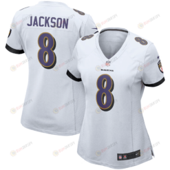 Lamar Jackson 8 Baltimore Ravens Women's Game Jersey - White