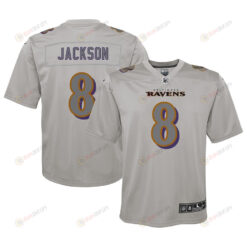 Lamar Jackson 8 Baltimore Ravens Youth Atmosphere Fashion Game Jersey - Gray