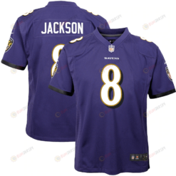 Lamar Jackson 8 Baltimore Ravens Youth Jersey - Purple