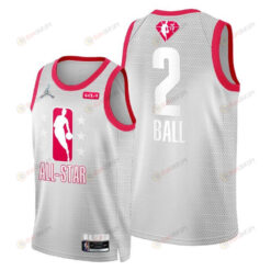 Lamelo Ball 2022 Cleveland All-Star Grey Red 75th Patch Jersey Hornets 2 - Men Jersey