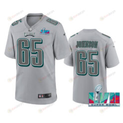 Lane Johnson 65 Philadelphia Eagles Super Bowl LVII Patch Atmosphere Fashion Game Jersey - Gray