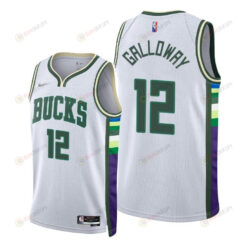 Langston Galloway 12 Milwaukee Bucks 2022 City Edition White Jersey 75th Diamond - Men Jersey