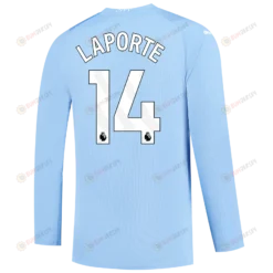 Laporte 14 Manchester City 2023/24 Long Sleeve Home Jersey - Sky Blue