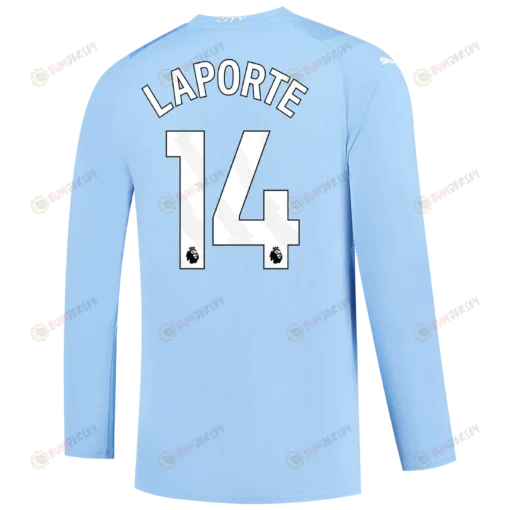 Laporte 14 Manchester City 2023/24 Long Sleeve Home Jersey - Sky Blue