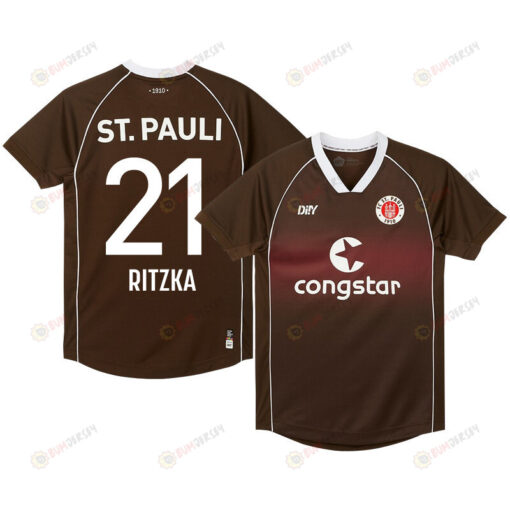 Lars Ritzka 21 FC St. Pauli 2023-24 Home Men Jersey - Brown