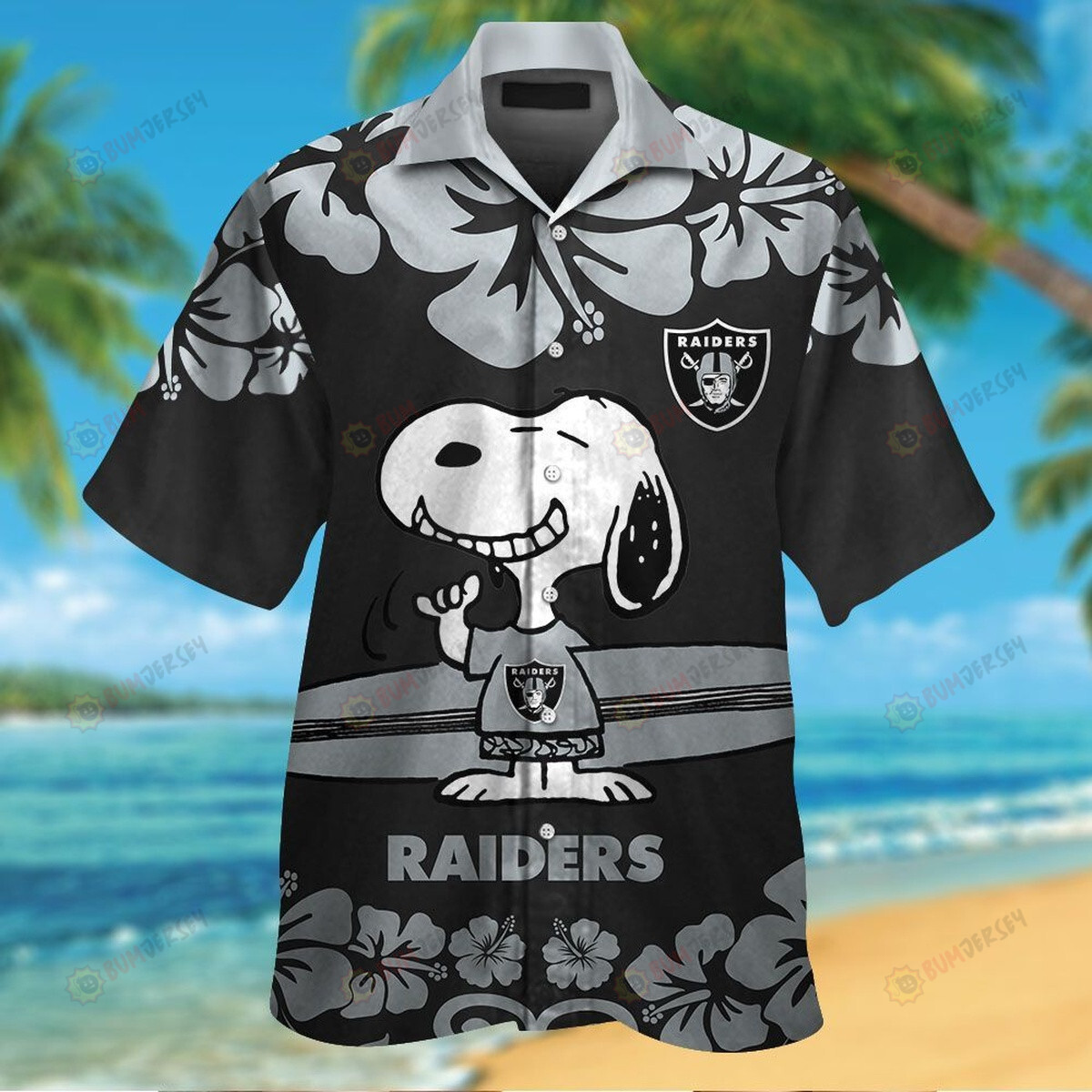 Las Vegas Raiders And Snoopy Aloha 3D Printed Hawaiian Shirt