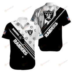 Las Vegas Raiders Curved Hawaiian Shirt In Black And White