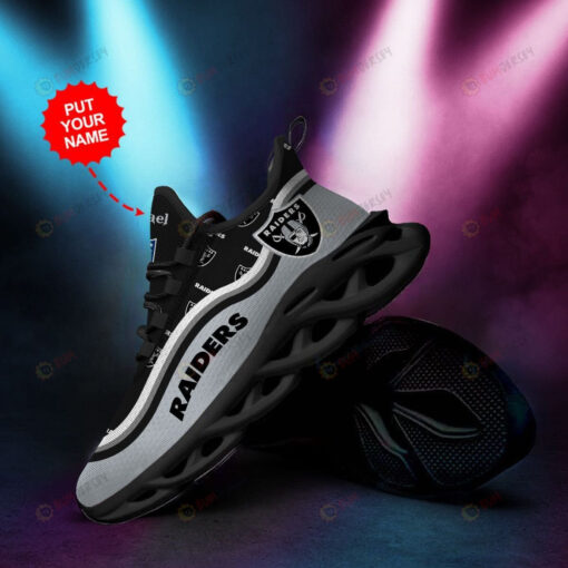 Las Vegas Raiders Curved Line Custom Name 3D Max Soul Sneaker Shoes