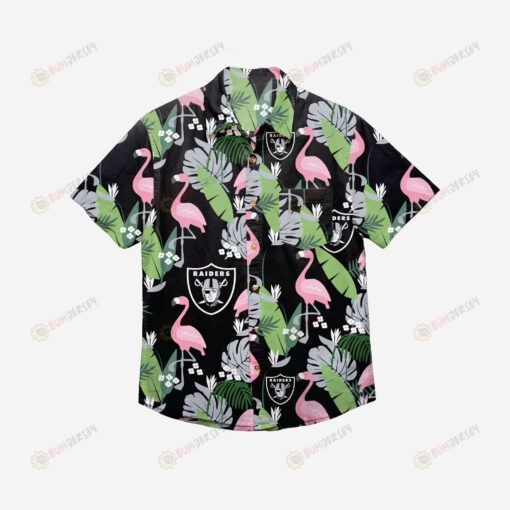 Las Vegas Raiders Floral Button Up Hawaiian Shirt