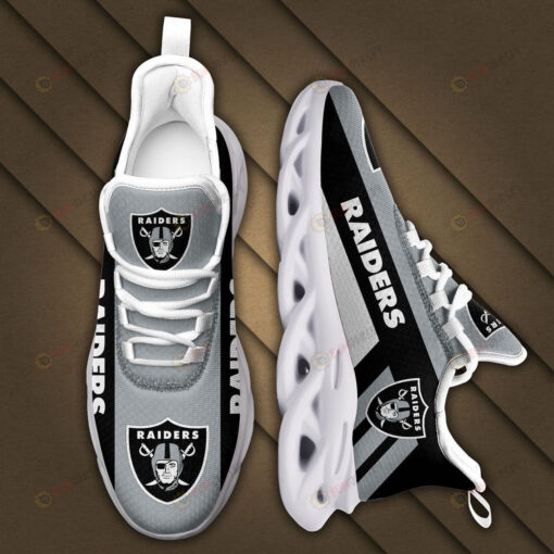 Las Vegas Raiders Gray Black 3D Max Soul Sneaker Shoes