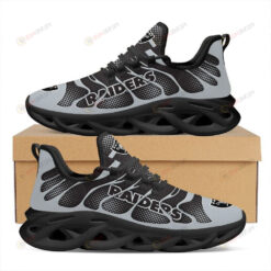 Las Vegas Raiders Logo 3D Max Soul Sneaker Shoes In Black Gray