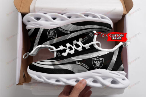 Las Vegas Raiders Logo Color Stripe Pattern Custom Name 3D Max Soul Sneaker Shoes