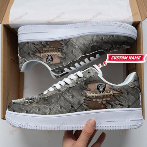 Las Vegas Raiders Logo Cracked Metal Pattern Custom Name Air Force 1 Printed