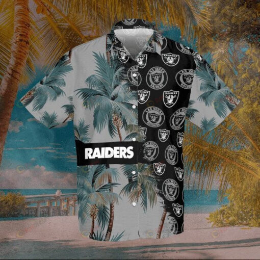Las Vegas Raiders Logo Hawaiian Shirt With Coconut Tree pattern