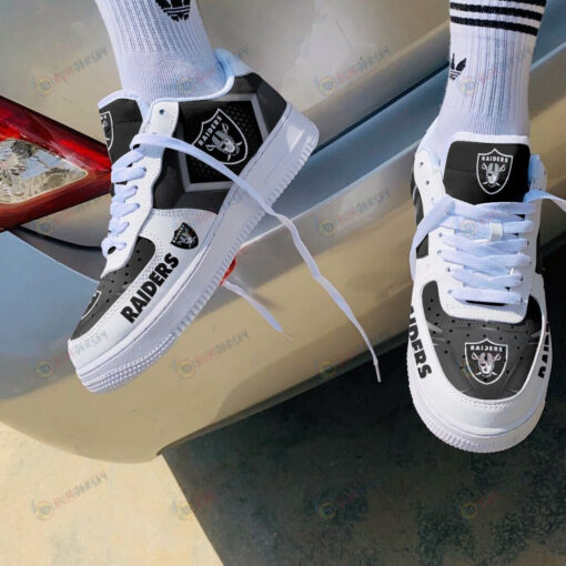 Las Vegas Raiders Logo Pattern Air Force 1 Printed In Black White