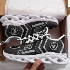 Las Vegas Raiders Logo Pattern Custom Name 3D Max Soul Sneaker Shoes In Black