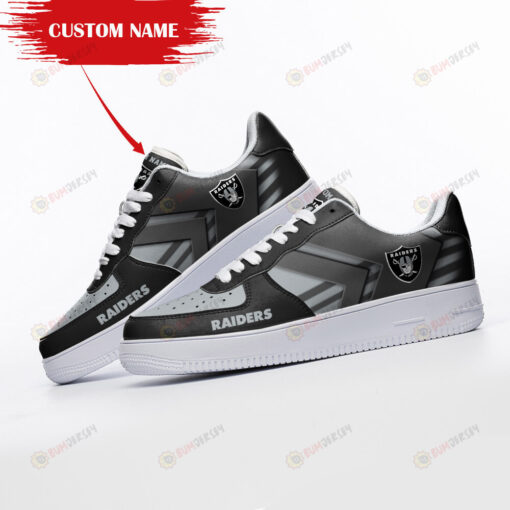 Las Vegas Raiders Logo Pattern Custom Name Air Force 1 Printed In Black Gray