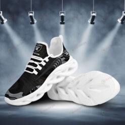 Las Vegas Raiders Logo Unique Pattern Custom Name 3D Max Soul Sneaker Shoes In Black