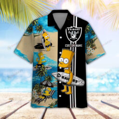 Las Vegas Raiders Simpsons Custom Name Short Sleeve Button Up Summer 3D Printed Hawaiian Shirt