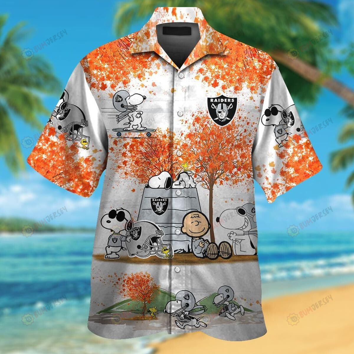 Las Vegas Raiders Snoopy Short Sleeve Hawaiian Shirt Set