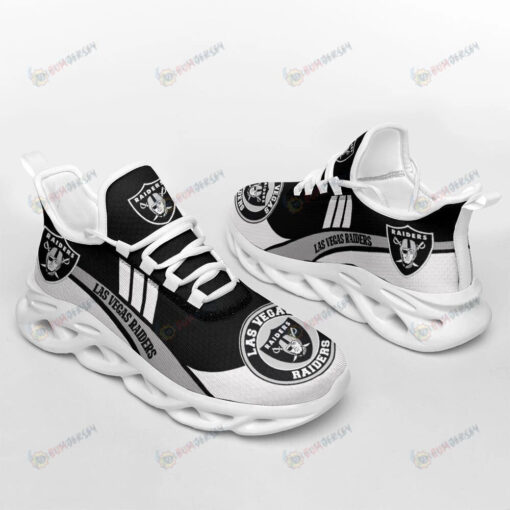 Las Vegas Raiders Team Logo Black And White 3D Max Soul Sneaker Shoes