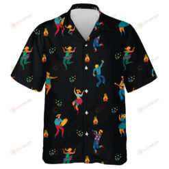 Latin American Holiday With Dancing Men And Women In Bright Costumes Hawaiian Shirt