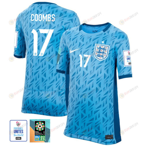 Laura Coombs 17 England 1 Star FIFA Patch Women's National Team 2023-24 World Cup Away Jersey