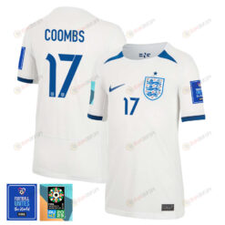 Laura Coombs 17 England 1 Star FIFA Patch Women's National Team 2023-24 World Cup Home Jersey