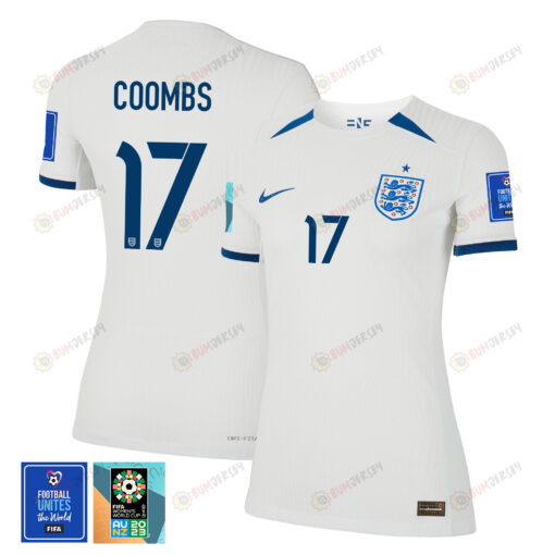 Laura Coombs 17 England 1 Star FIFA Patch Women's National Team 2023-24 World Cup Home WOMEN Jersey