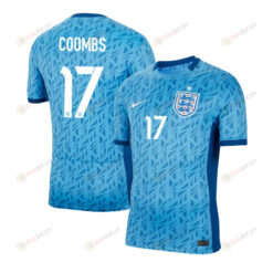 Laura Coombs 17 England 1 Star Women's National Team 2023-24 World Cup Away Men Jersey