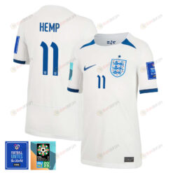 Lauren Hemp 11 England 1 Star FIFA Patch Women's National Team 2023-24 World Cup Home Jersey