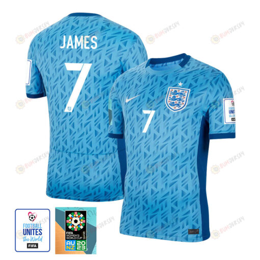 Lauren James 7 England 1 Star FIFA Patch Women's National Team 2023-24 World Cup Away Men Jersey