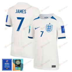 Lauren James 7 England 1 Star FIFA Patch Women's National Team 2023-24 World Cup Home Jersey