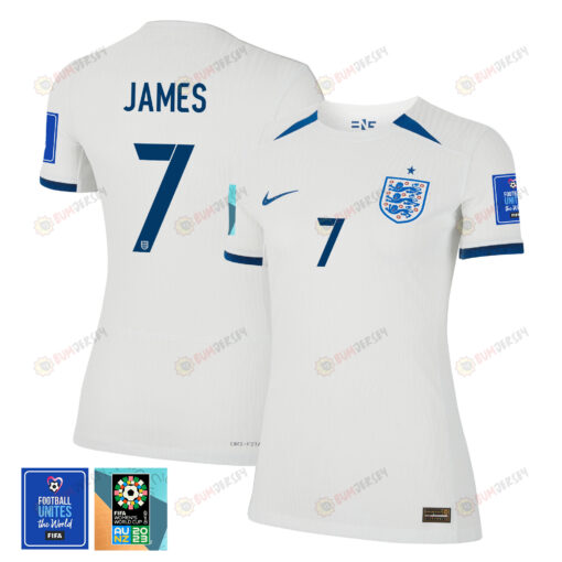 Lauren James 7 England 1 Star FIFA Patch Women's National Team 2023-24 World Cup Home WOMEN Jersey