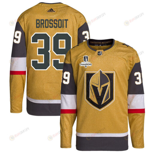 Laurent Brossoit 39 Vegas Golden Knights Stanley Cup 2023 Champions Patch Home Breakaway Men Jersey - Gold