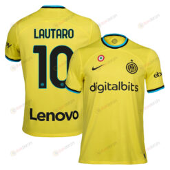 Lautaro Mart?nez 10 Inter Milan 2022/23 Third Men Jersey - Yellow