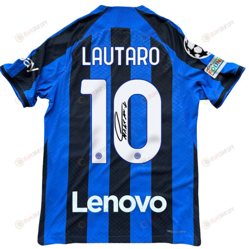 Lautaro Mart?nez 10 Signed Inter Milan 2022/23 Home Men Jersey - Black/Blue Stripes