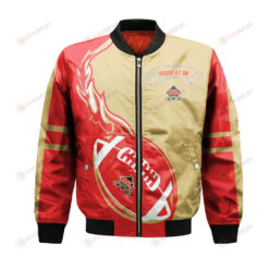 Laval Rouge et Or Bomber Jacket 3D Printed Flame Ball Pattern