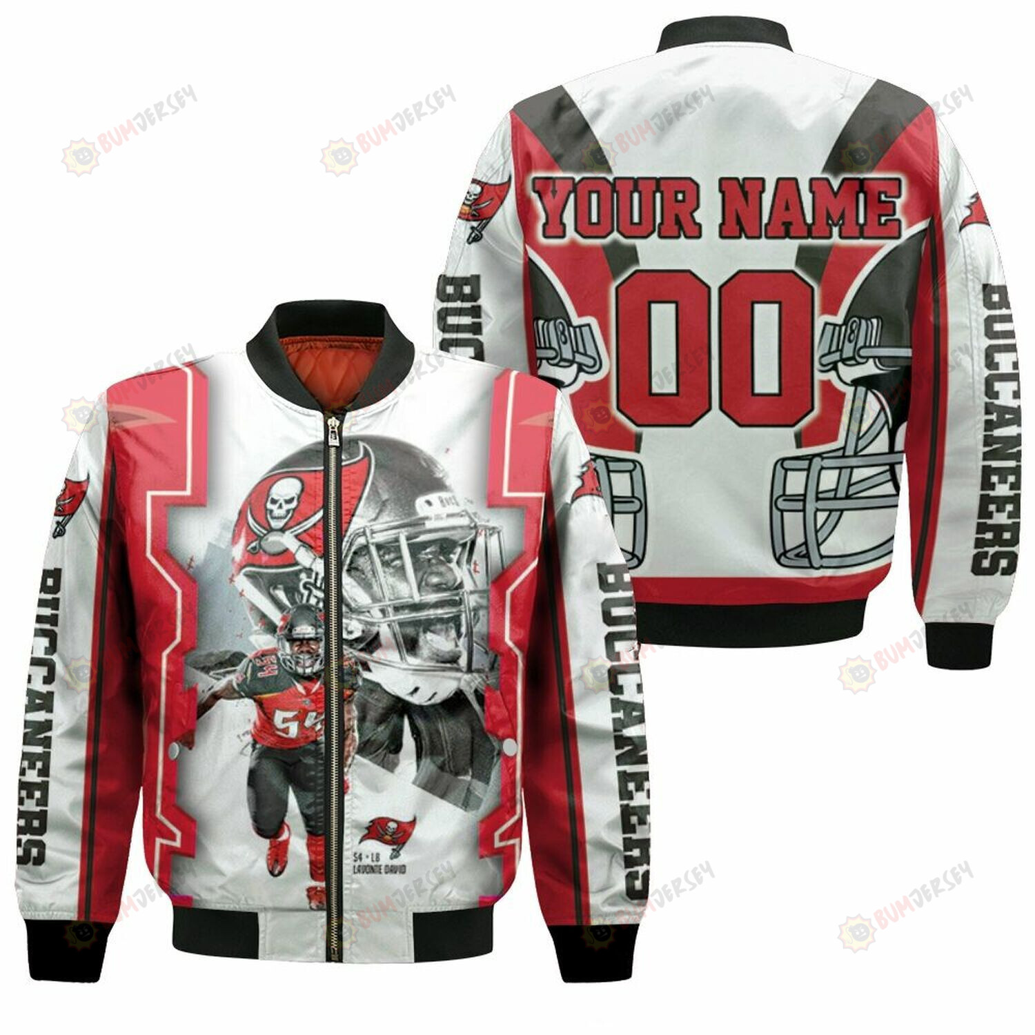 Lavonte David #54 Tampa Bay Buccaneers Customized Pattern Bomber Jacket