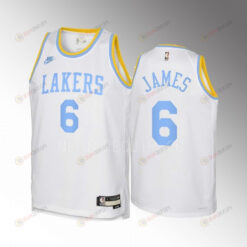 LeBron James 6 Los Angeles Lakers 2022-23 Classic Edition White Youth Jersey - Swingman