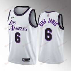LeBron James King James 6 Los Angeles Lakers White Jersey City