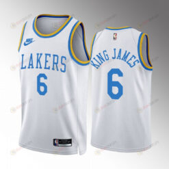 LeBron James King James 6 Los Angeles Lakers White Jersey Classic