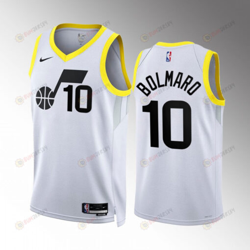 Leandro Bolmaro 10 2022-23 Utah Jazz White Association Edition Jersey