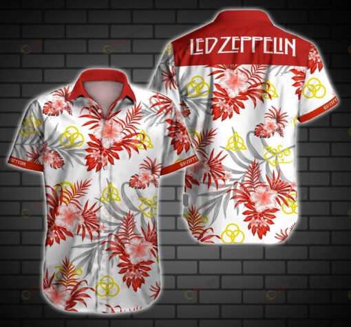 Led Zeppelin Hawaiian Aloha Curved Hawaiian Shirt Short Sleeve