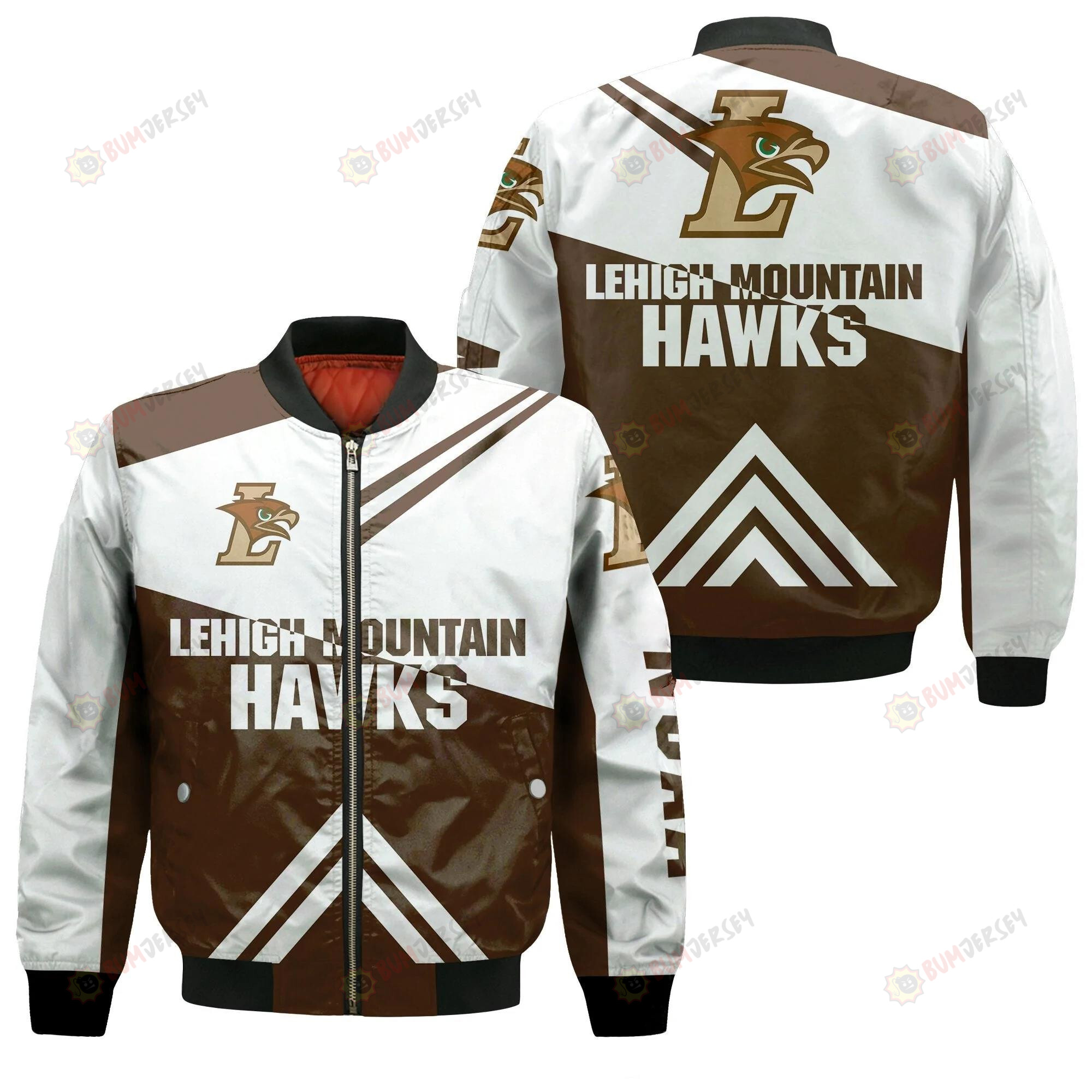 Lehigh Mountain Hawks Football Bomber Jacket 3D Printed - Stripes Cross Shoulders