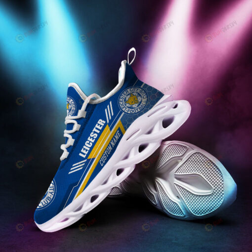 Leicester City Logo Pattern Custom Name 3D Max Soul Sneaker Shoes In Blue