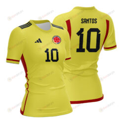 Leicy Santos 10 Colombia 2023 Women Home Jersey - Yellow - All Over Printed Jersey