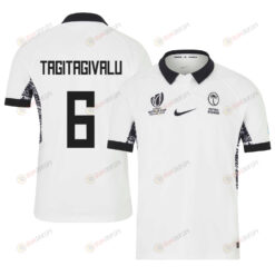 Lekima Tagitagivalu 6 Fiji 2023 Rugby World Cup Home Stadium Jersey - White