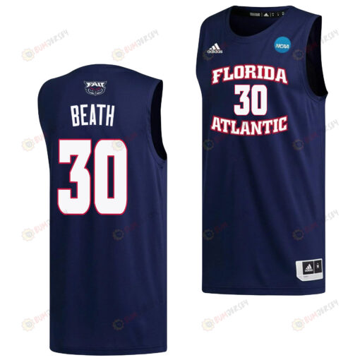 Leo Beath 30 FAU Owls 2023 March Madness Basketball Men Jersey- Navy