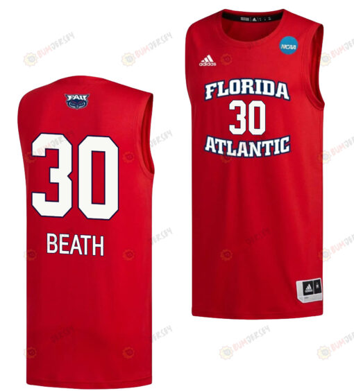 Leo Beath 30 FAU Owls 2023 March Madness Basketball Men Jersey- Red